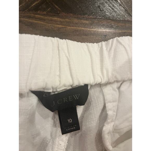 J Crew White Linen Blend Pants Women 10 Summer Spring Beach Cruise Vacation Trip - Picture 2 of 10